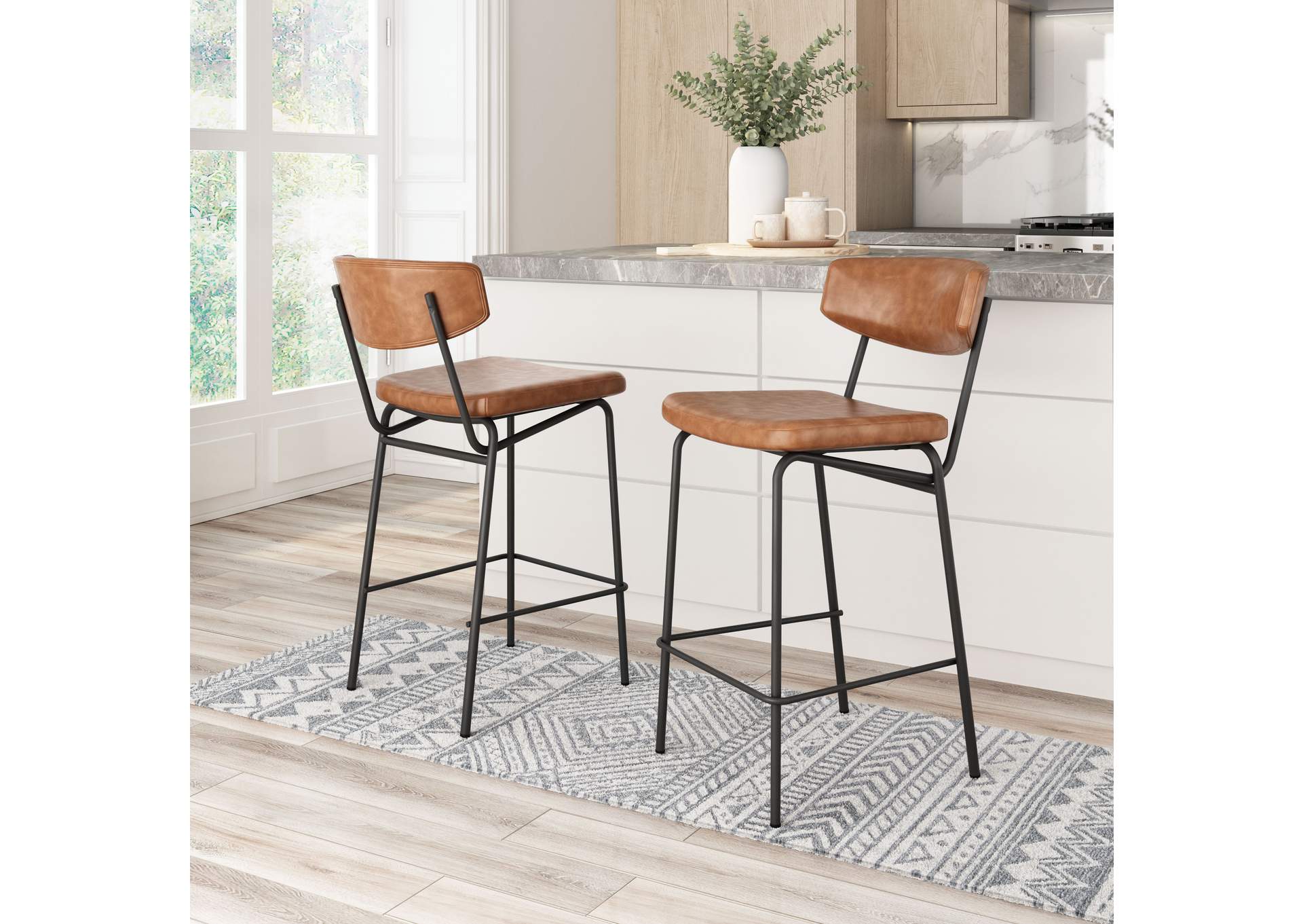 Charon Counter Stool (Set Of 2) Vintage Brown image 1