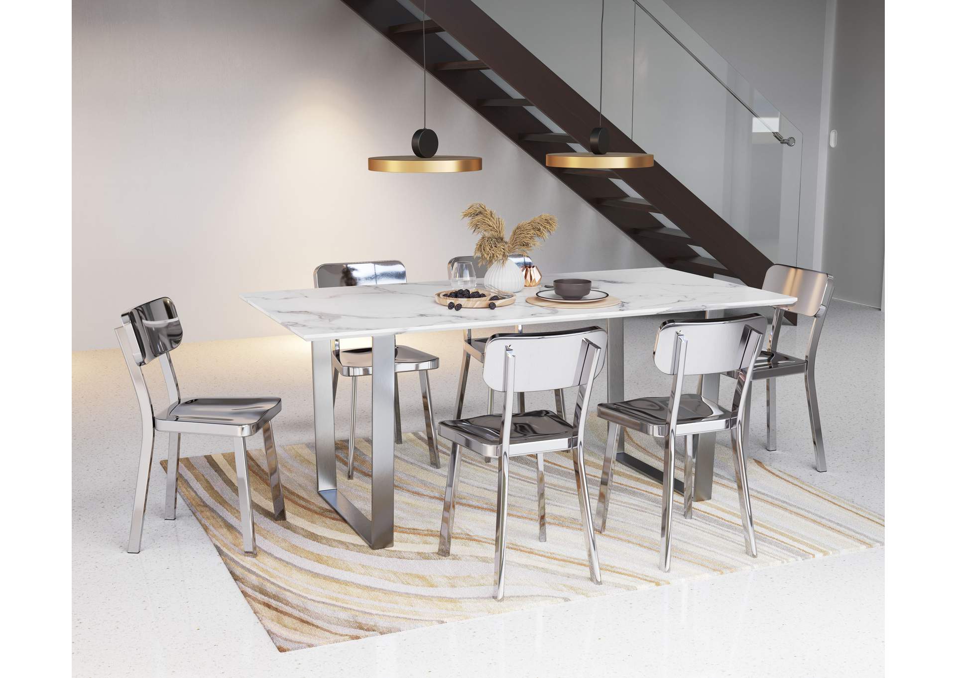 Atlas Dining Table White & Silver image 1