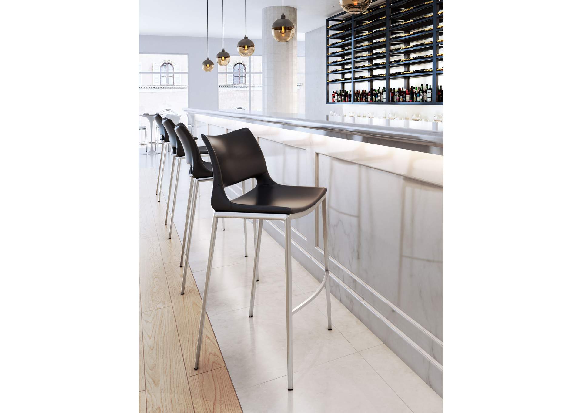 Ace Barstool (Set Of 2) Black & Silver image 3