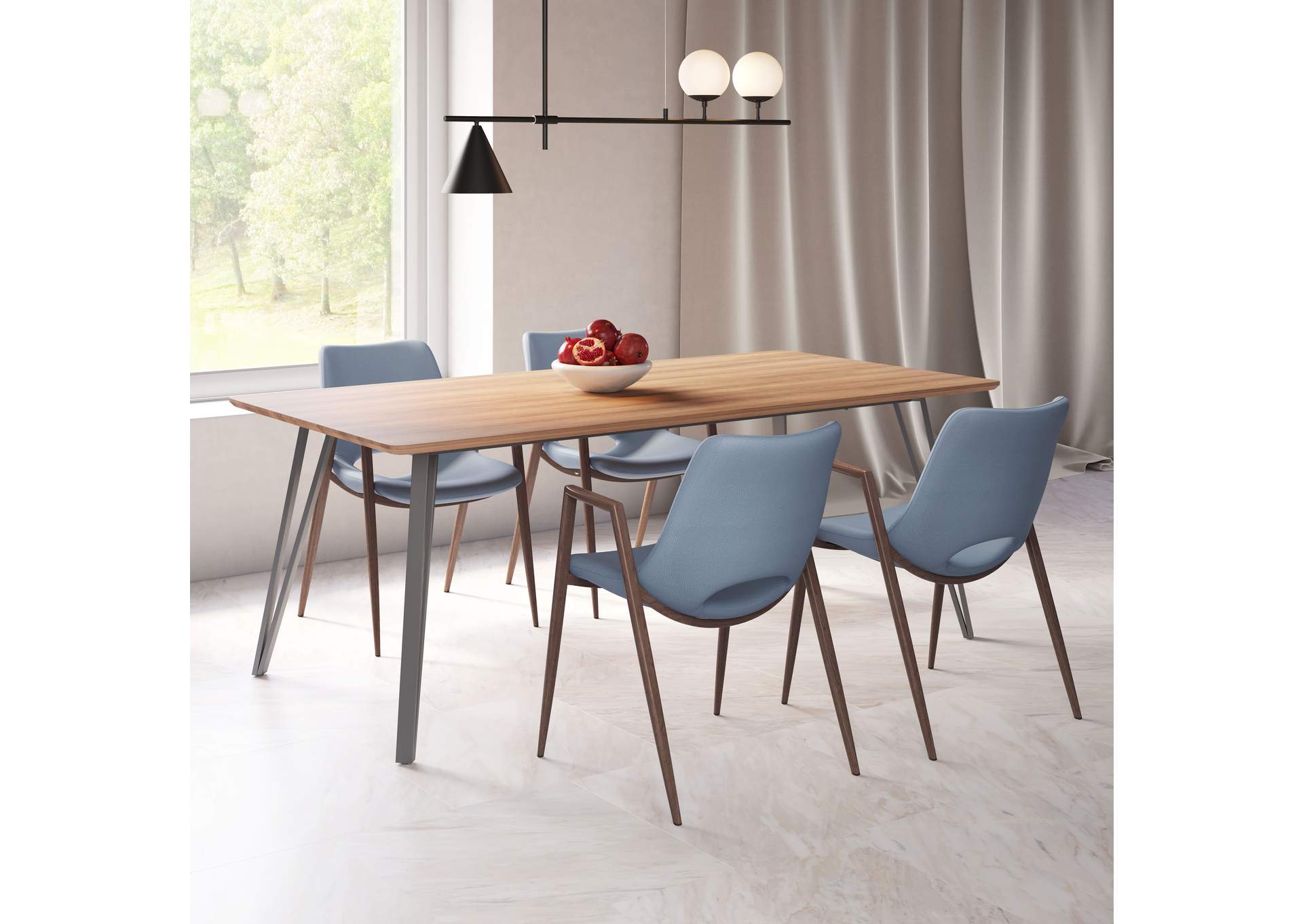 Desi Dining Chair (Set Of 2) Azure Gray & Walnut image 3